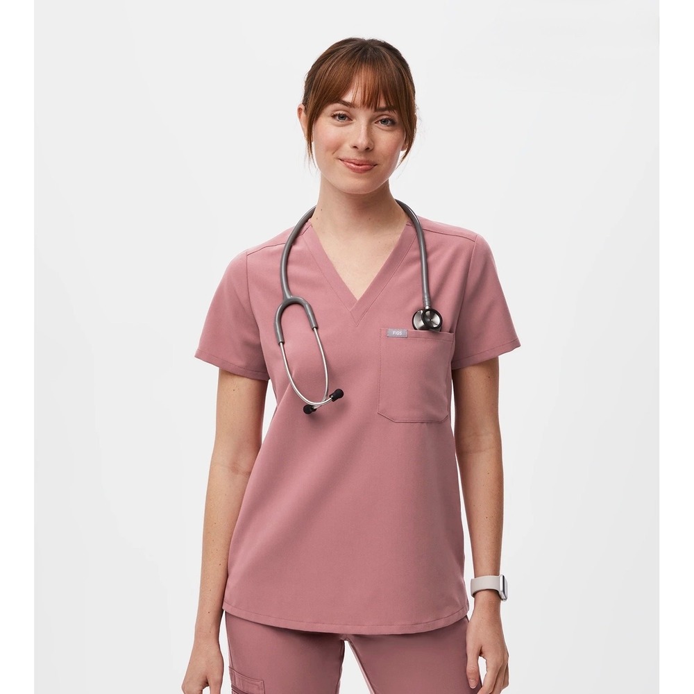 Figs Women's XS Two Piece Scrub Set Mauve Catarina Top Isabel Pants NEW